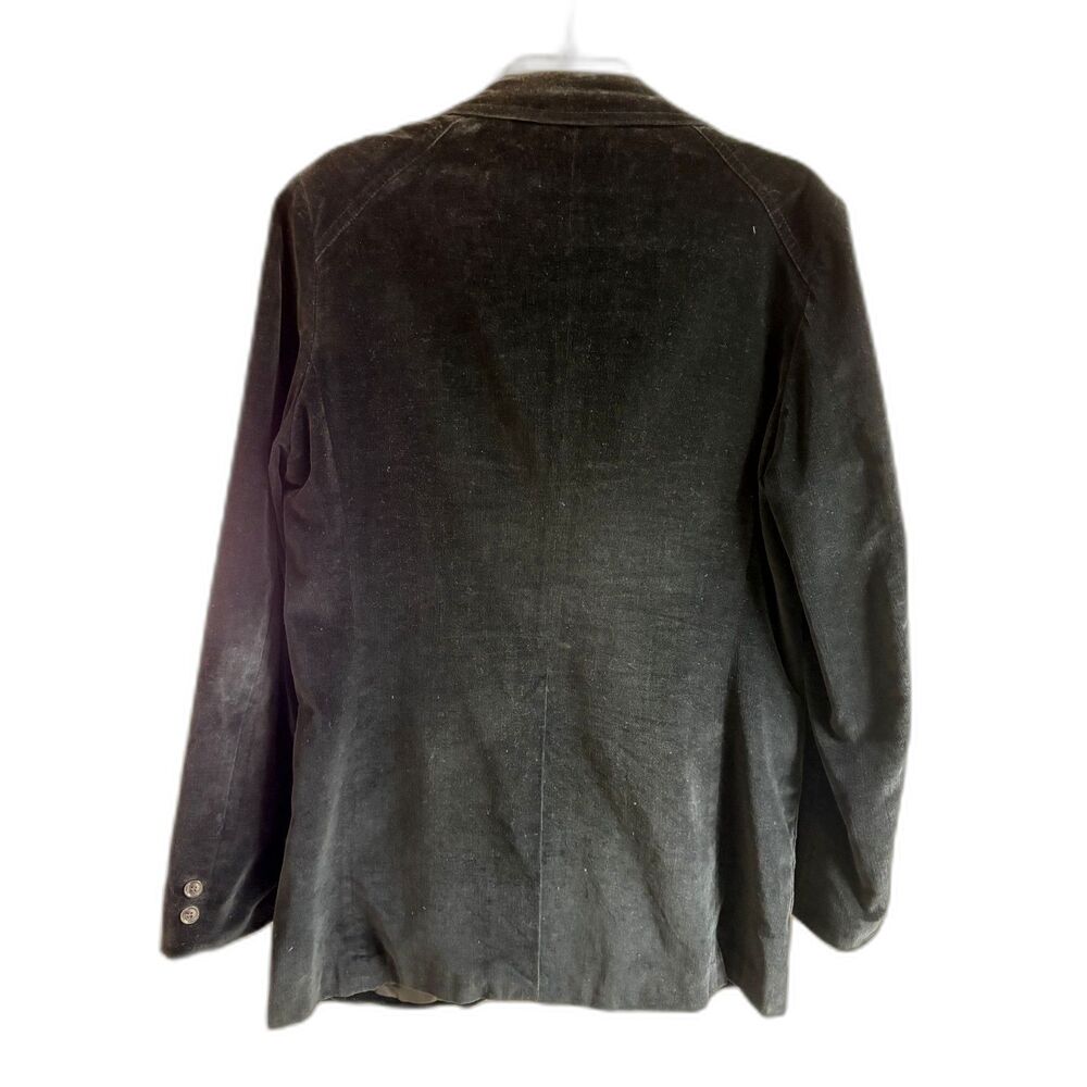 Vtg Black Corduroy Blazer Jacket 1970s Two Button Sport Coat 42R Retro Academia - Picture 6 of 9